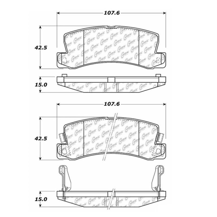 CENTRIC PARTS 102.03250 C-Tek Semi-Metallic Brake Pads with Shims