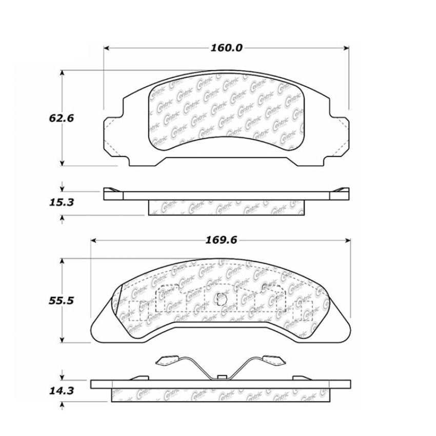 CENTRIC PARTS 102.03260 C-Tek Semi-Metallic Brake Pads with Shims