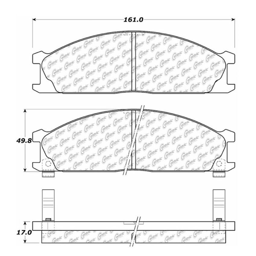 CENTRIC PARTS 102.03330 C-Tek Semi-Metallic Brake Pads with Shims