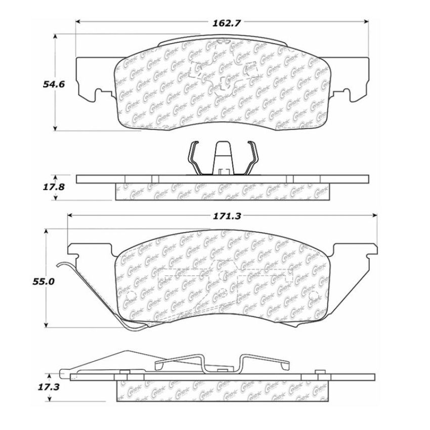 CENTRIC PARTS 102.03440 C-Tek Semi-Metallic Brake Pads with Shims