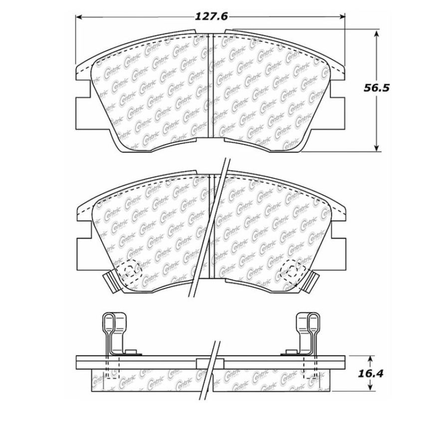 CENTRIC PARTS 102.03490 C-Tek Semi-Metallic Brake Pads with Shims