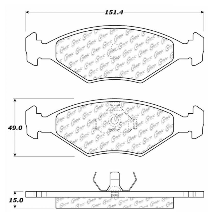 CENTRIC PARTS 102.03501 C-Tek Semi-Metallic Brake Pads with Shims