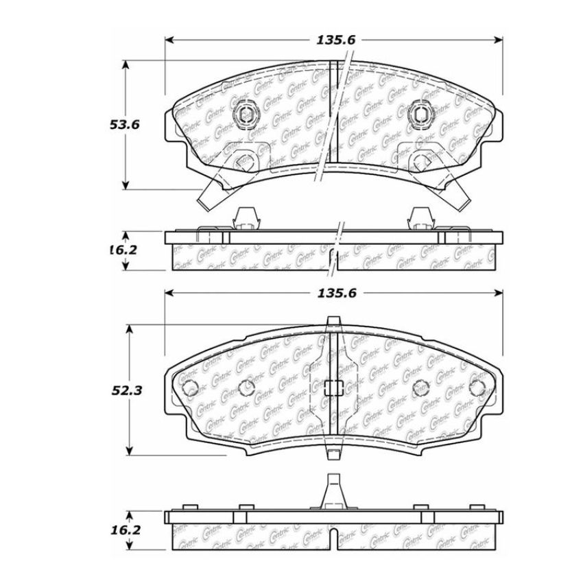 CENTRIC PARTS 102.03530 C-Tek Semi-Metallic Brake Pads with Shims