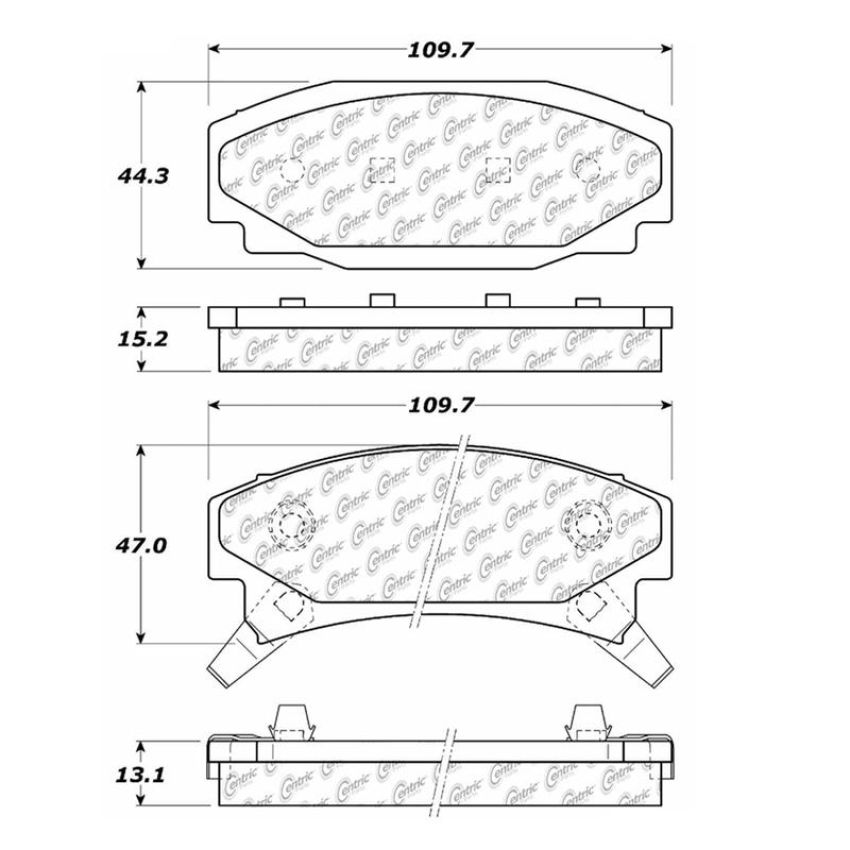 CENTRIC PARTS 102.03540 C-Tek Semi-Metallic Brake Pads with Shims