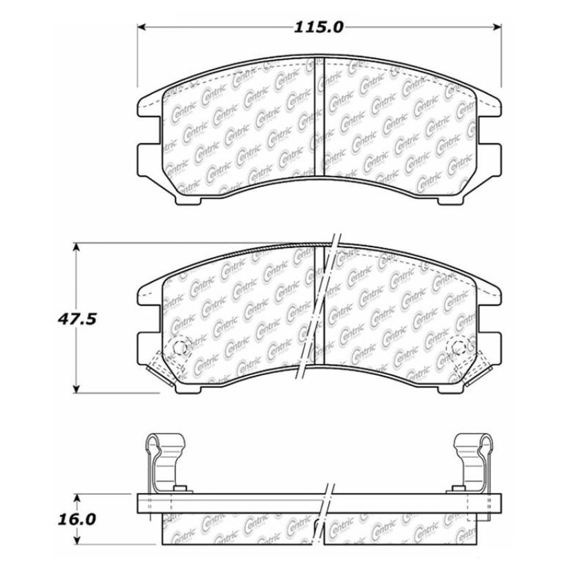 CENTRIC PARTS 102.03570 C-Tek Semi-Metallic Brake Pads with Shims