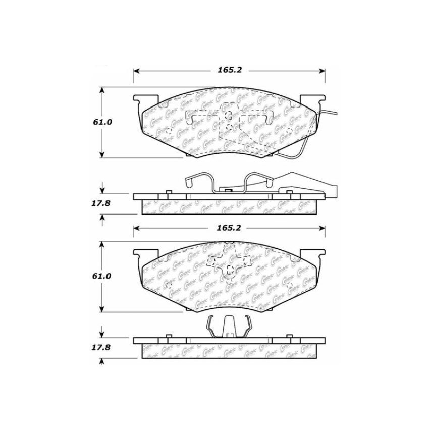 CENTRIC PARTS 102.03670 C-Tek Semi-Metallic Brake Pads with Shims