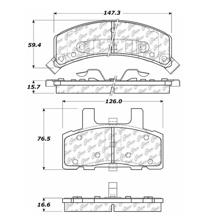 CENTRIC PARTS 102.03690 C-Tek Semi-Metallic Brake Pads with Shims