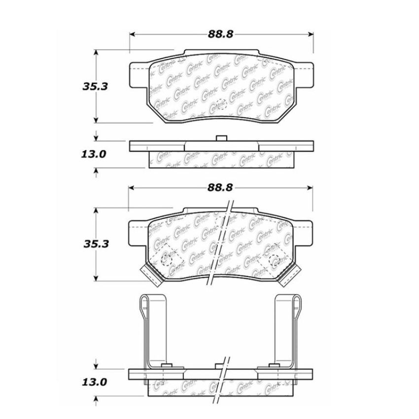 CENTRIC PARTS 102.03740 C-Tek Semi-Metallic Brake Pads with Shims