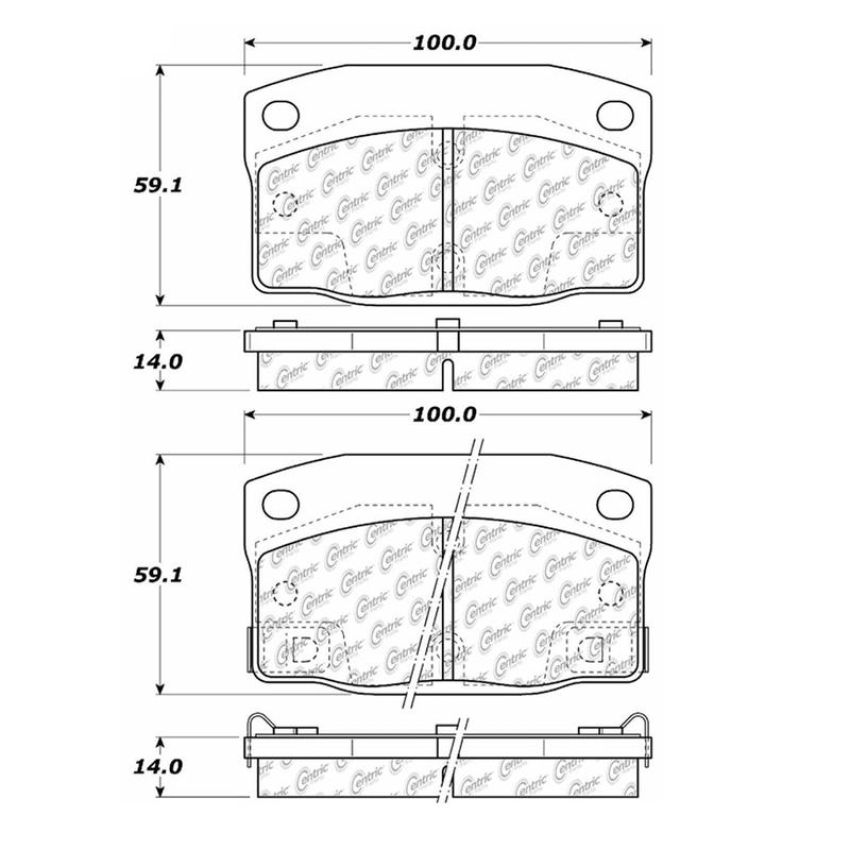 CENTRIC PARTS 102.03780 C-Tek Semi-Metallic Brake Pads with Shims