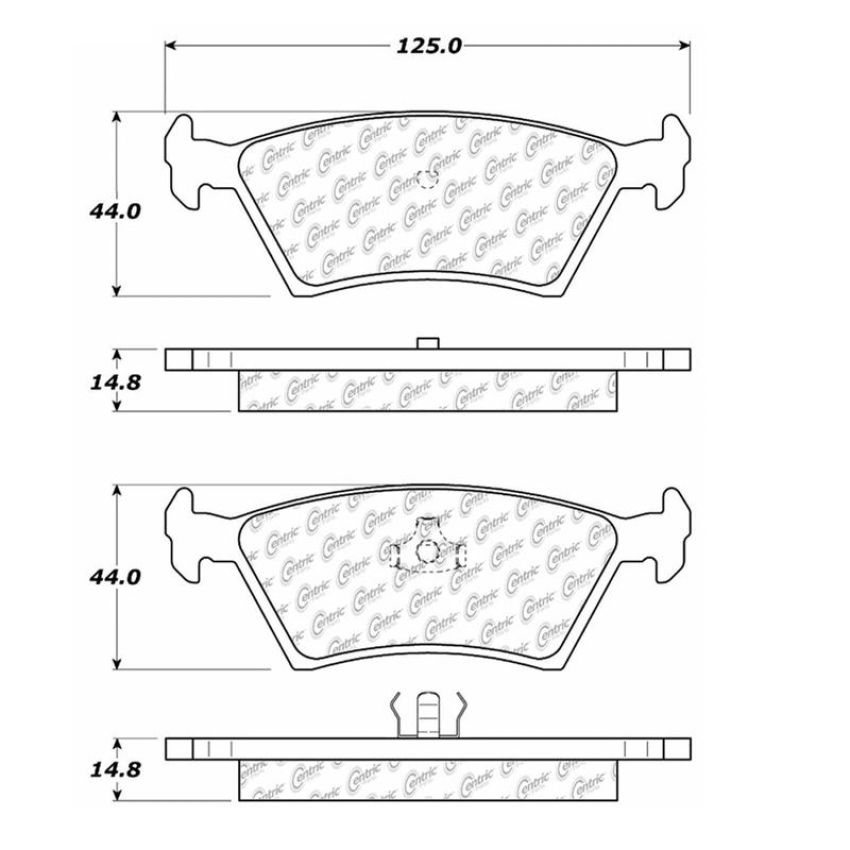 CENTRIC PARTS 102.03810 C-Tek Semi-Metallic Brake Pads with Shims