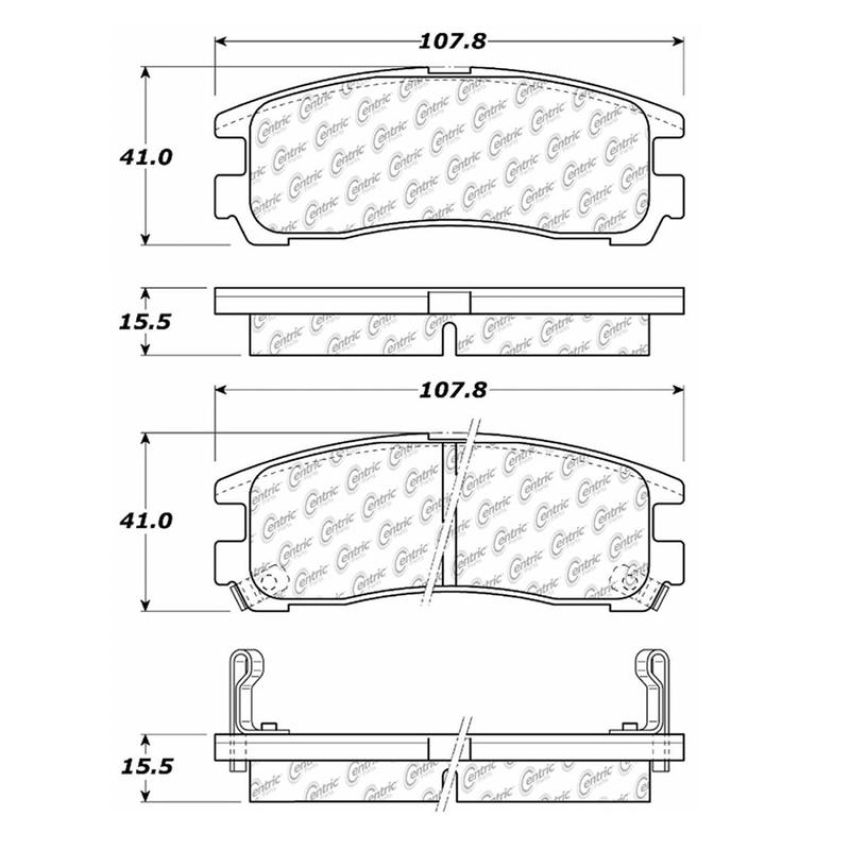 CENTRIC PARTS 102.03830 C-Tek Semi-Metallic Brake Pads with Shims