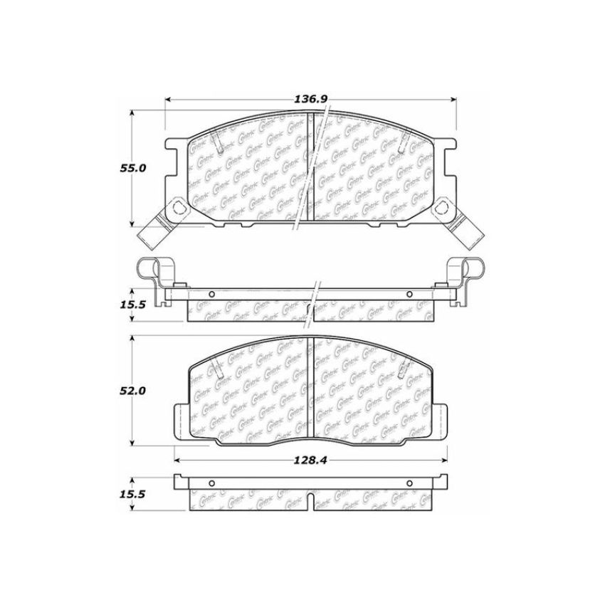 CENTRIC PARTS 102.03880 C-Tek Semi-Metallic Brake Pads with Shims