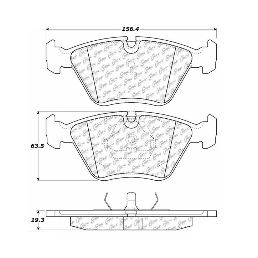 CENTRIC PARTS 102.03941 C-Tek Semi-Metallic Brake Pads with Shims
