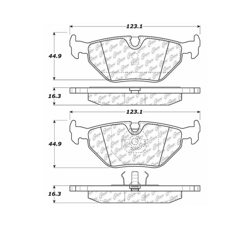 CENTRIC PARTS 102.03960 C-Tek Semi-Metallic Brake Pads with Shims