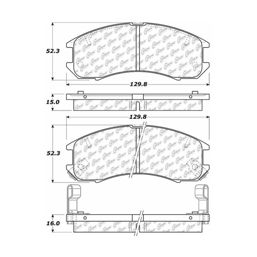 CENTRIC PARTS 102.03990 C-Tek Semi-Metallic Brake Pads with Shims