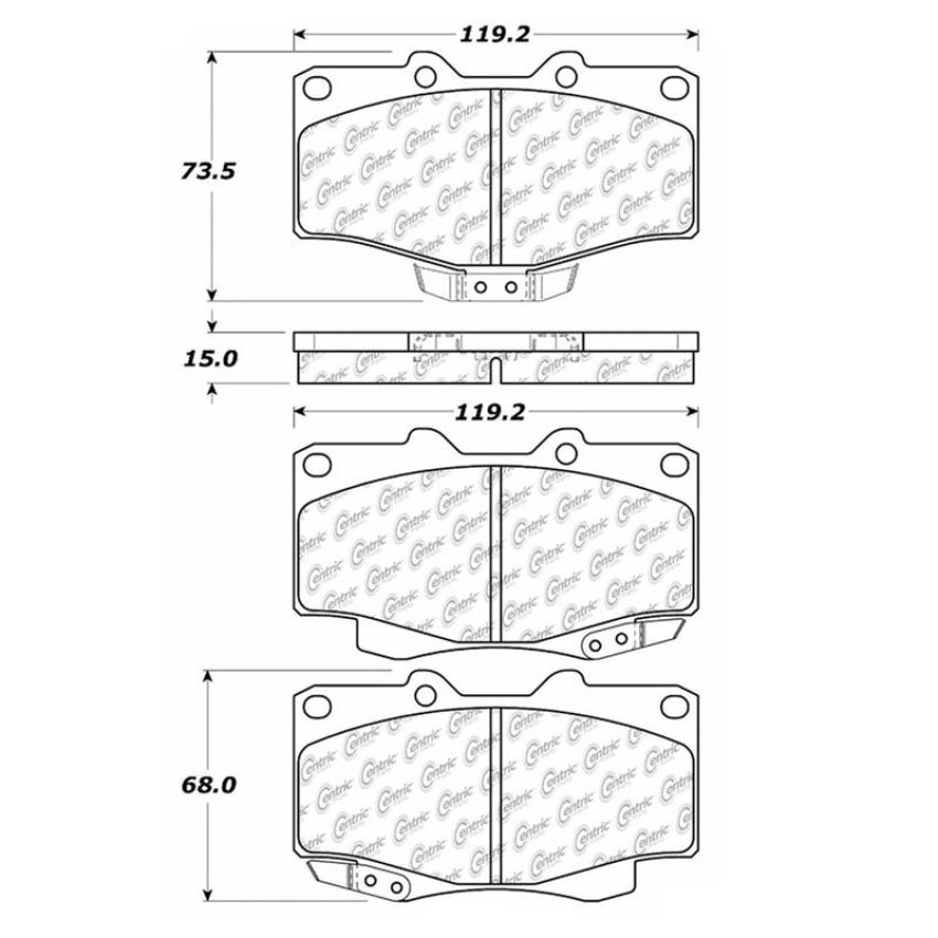 CENTRIC PARTS 102.04100 C-Tek Semi-Metallic Brake Pads with Shims
