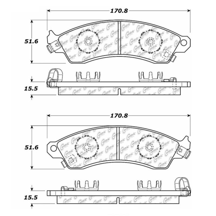 CENTRIC PARTS 102.04120 C-Tek Semi-Metallic Brake Pads with Shims