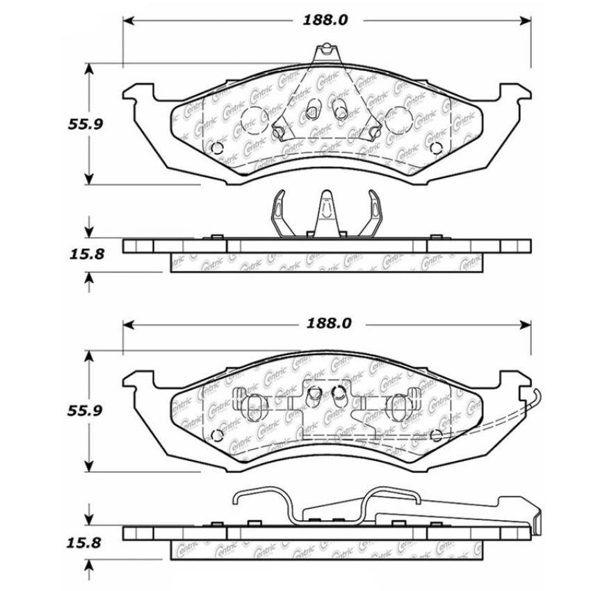 CENTRIC PARTS 102.04170 C-Tek Semi-Metallic Brake Pads with Shims