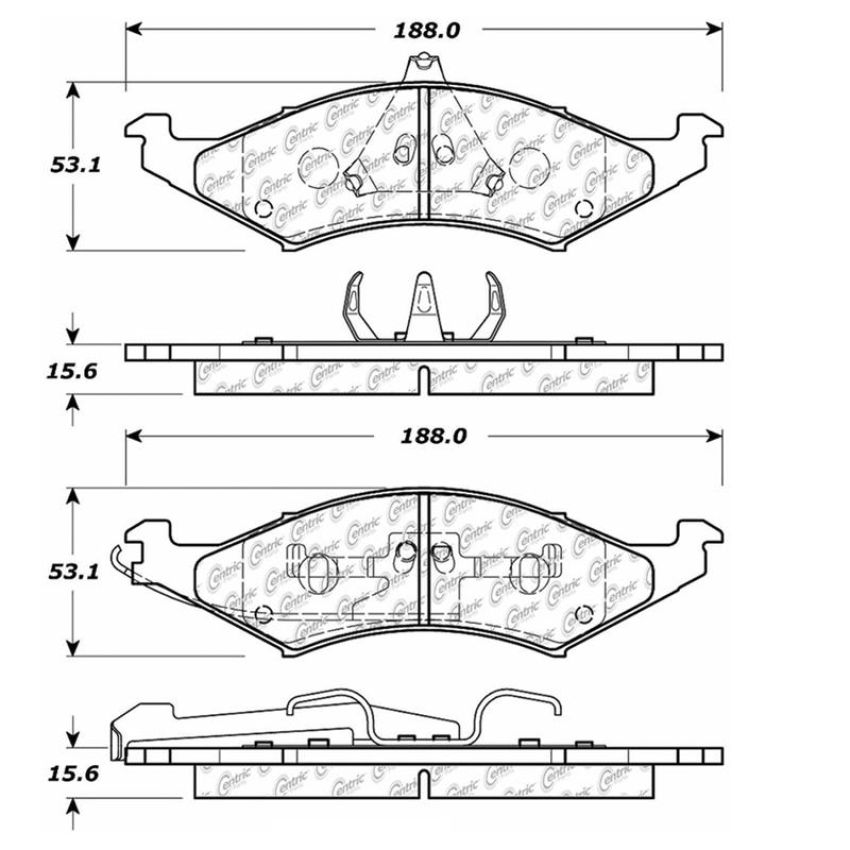 CENTRIC PARTS 102.04210 C-Tek Semi-Metallic Brake Pads with Shims