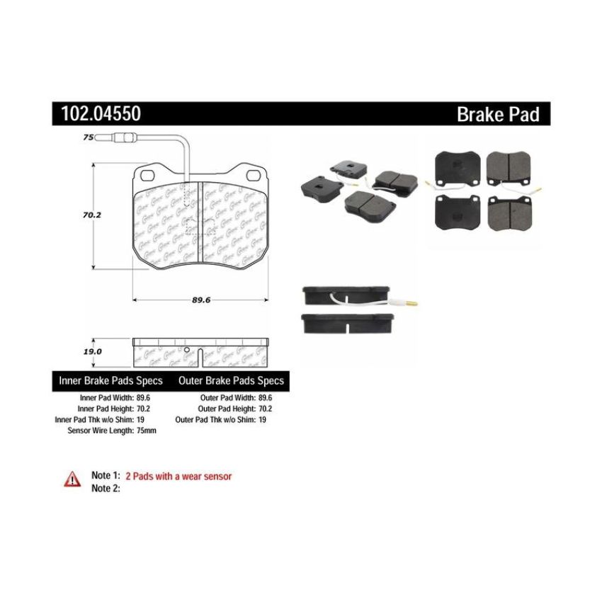 CENTRIC PARTS 102.04550 C-Tek Semi-Metallic Brake Pads with Shims