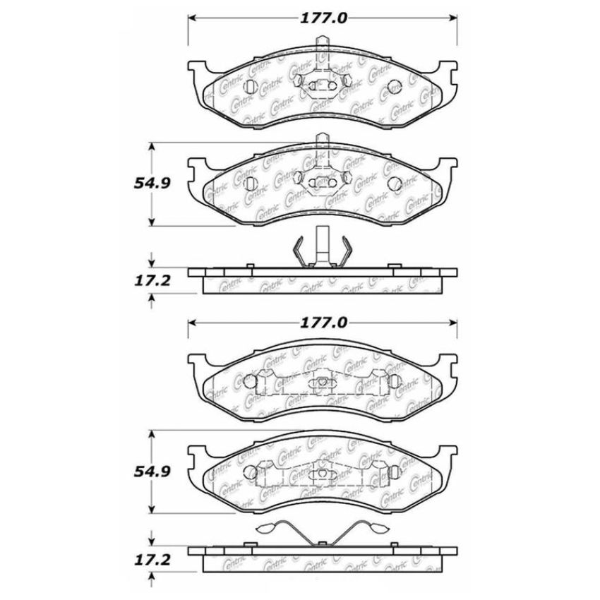 CENTRIC PARTS 102.04770 C-Tek Semi-Metallic Brake Pads with Shims