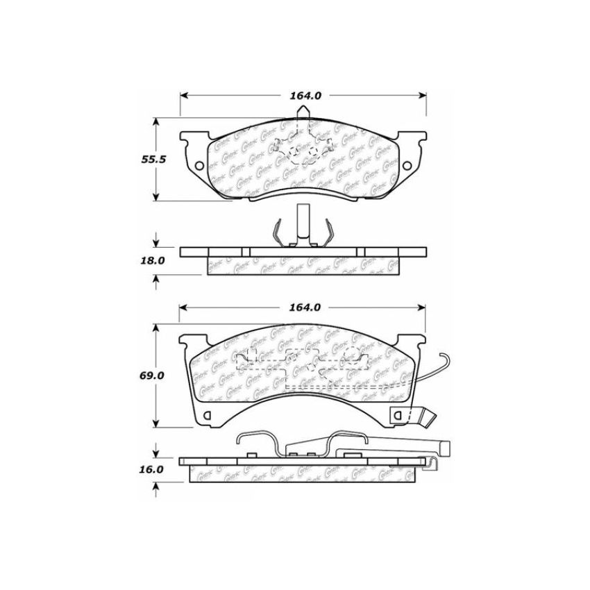 CENTRIC PARTS 102.04780 C-Tek Semi-Metallic Brake Pads with Shims