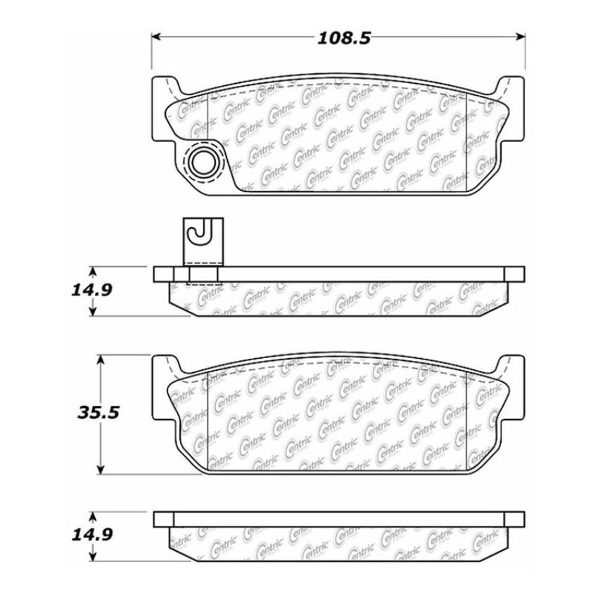 CENTRIC PARTS 102.04810 C-Tek Semi-Metallic Brake Pads with Shims
