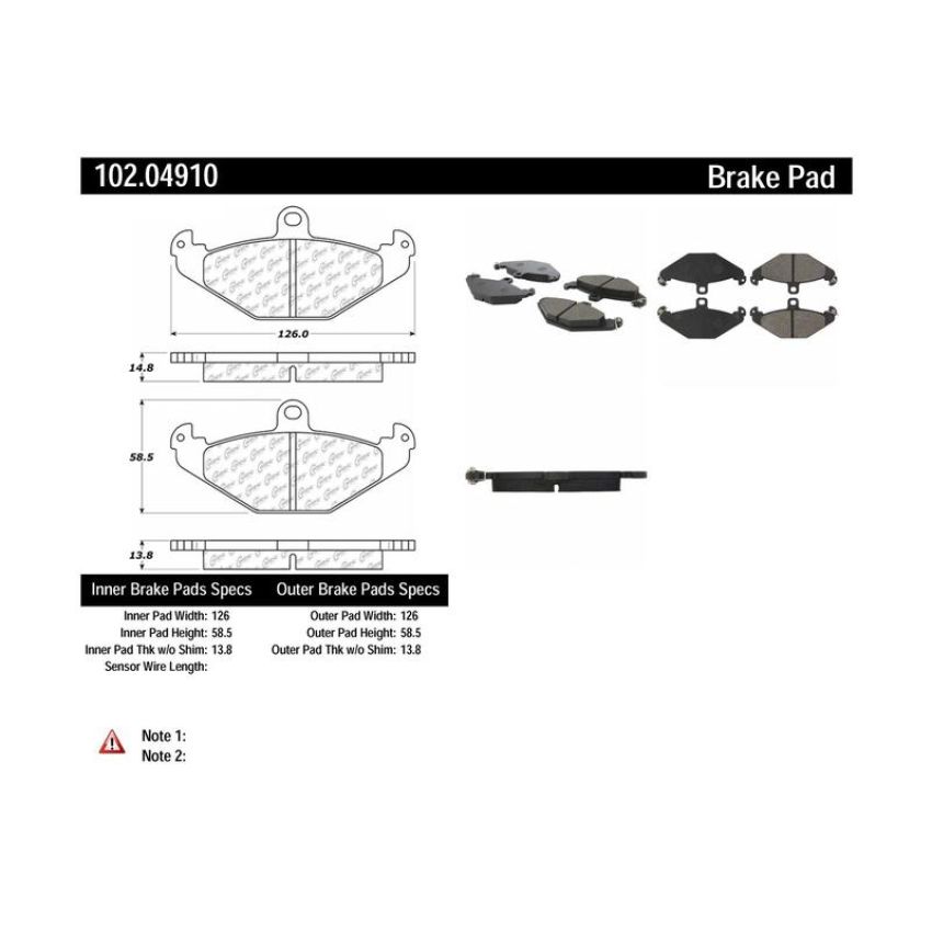 CENTRIC PARTS 102.04910 C-Tek Semi-Metallic Brake Pads with Shims