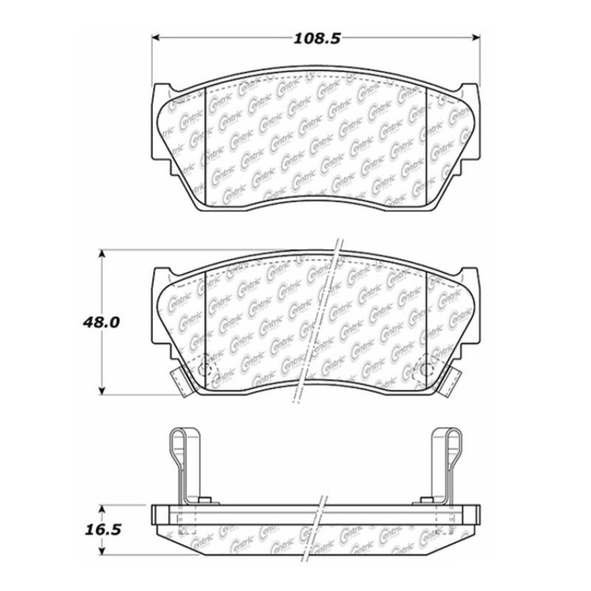 CENTRIC PARTS 102.05100 C-Tek Semi-Metallic Brake Pads with Shims