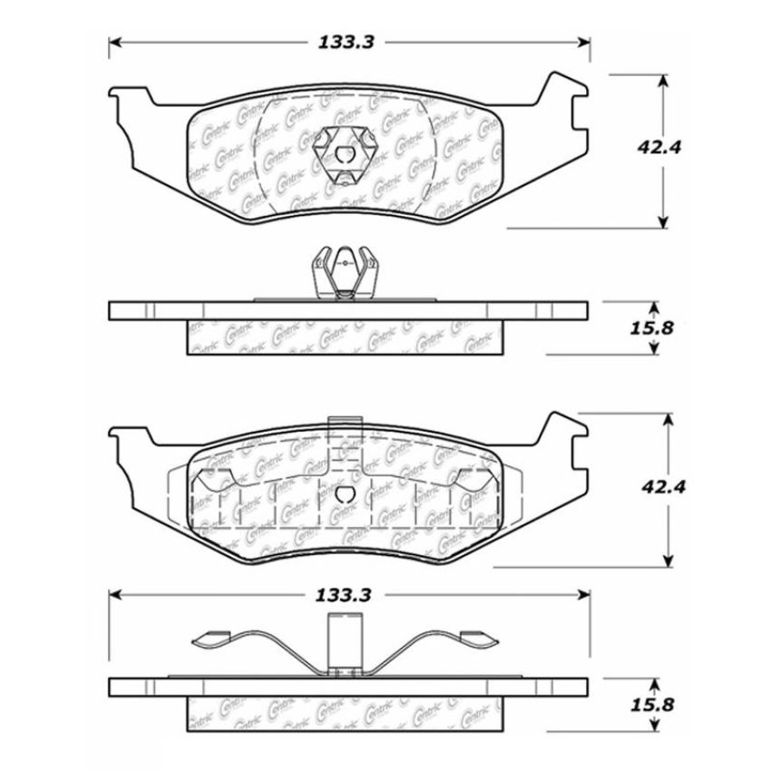 CENTRIC PARTS 102.05120 C-Tek Semi-Metallic Brake Pads with Shims