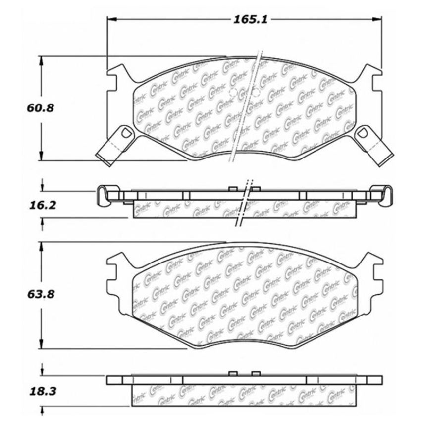 CENTRIC PARTS 102.05220 C-Tek Semi-Metallic Brake Pads with Shims