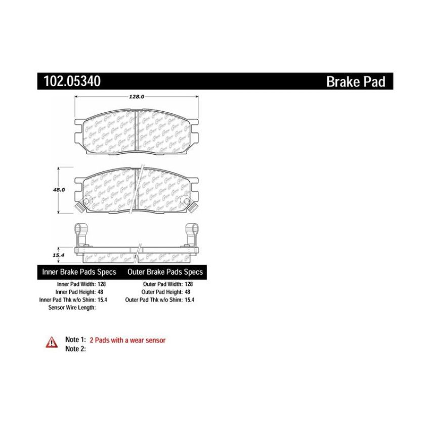 CENTRIC PARTS 102.05340 C-Tek Semi-Metallic Brake Pads with Shims