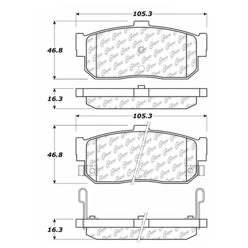 CENTRIC PARTS 102.05400 C-Tek Semi-Metallic Brake Pads with Shims