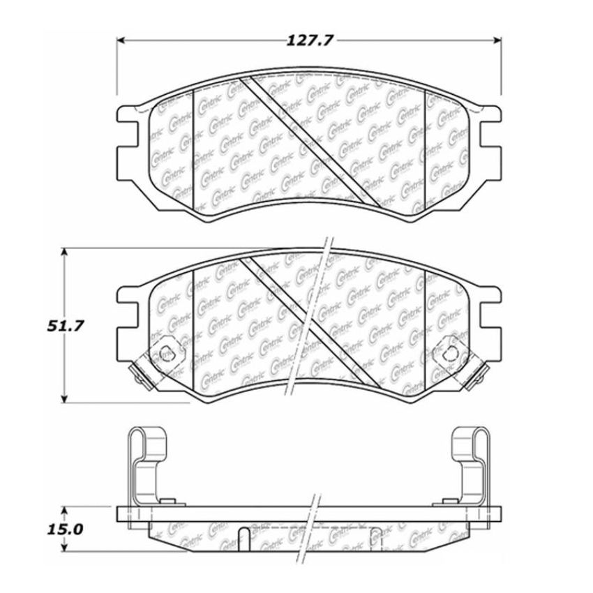 CENTRIC PARTS 102.05490 C-Tek Semi-Metallic Brake Pads with Shims