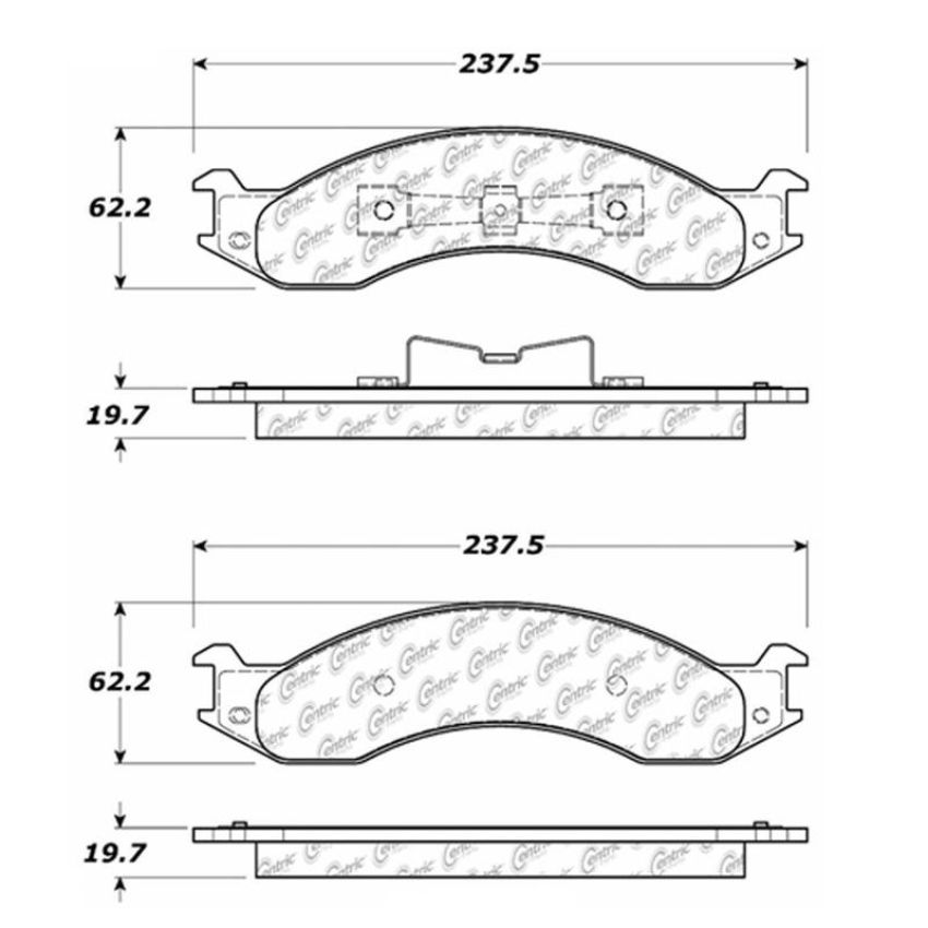 CENTRIC PARTS 102.05570 C-Tek Semi-Metallic Brake Pads with Shims
