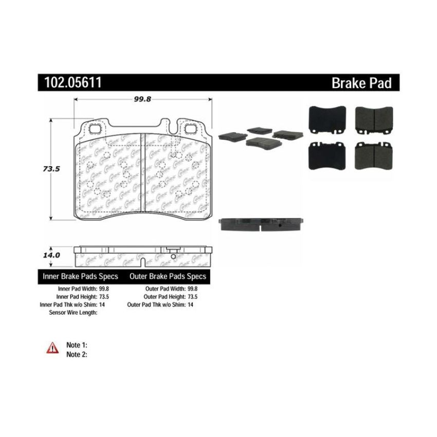 CENTRIC PARTS 102.05611 C-Tek Semi-Metallic Brake Pads with Shims