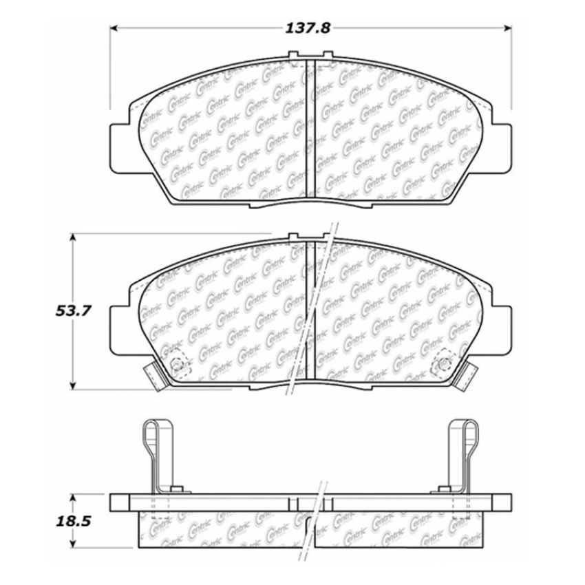 CENTRIC PARTS 102.05680 C-Tek Semi-Metallic Brake Pads with Shims