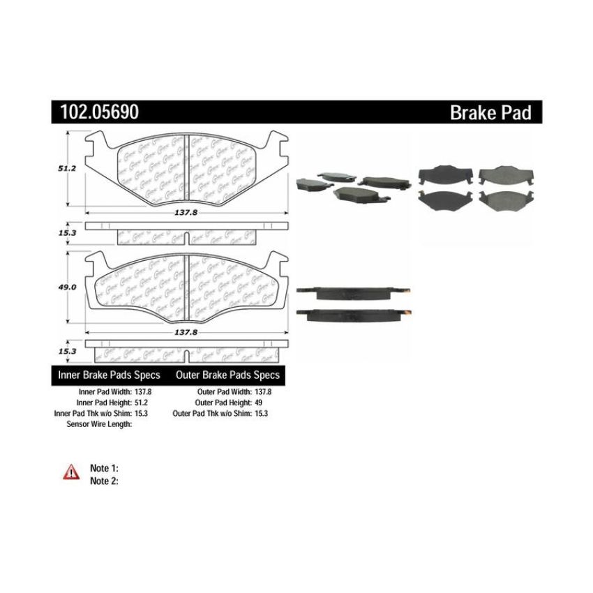 CENTRIC PARTS 102.05690 C-Tek Semi-Metallic Brake Pads with Shims