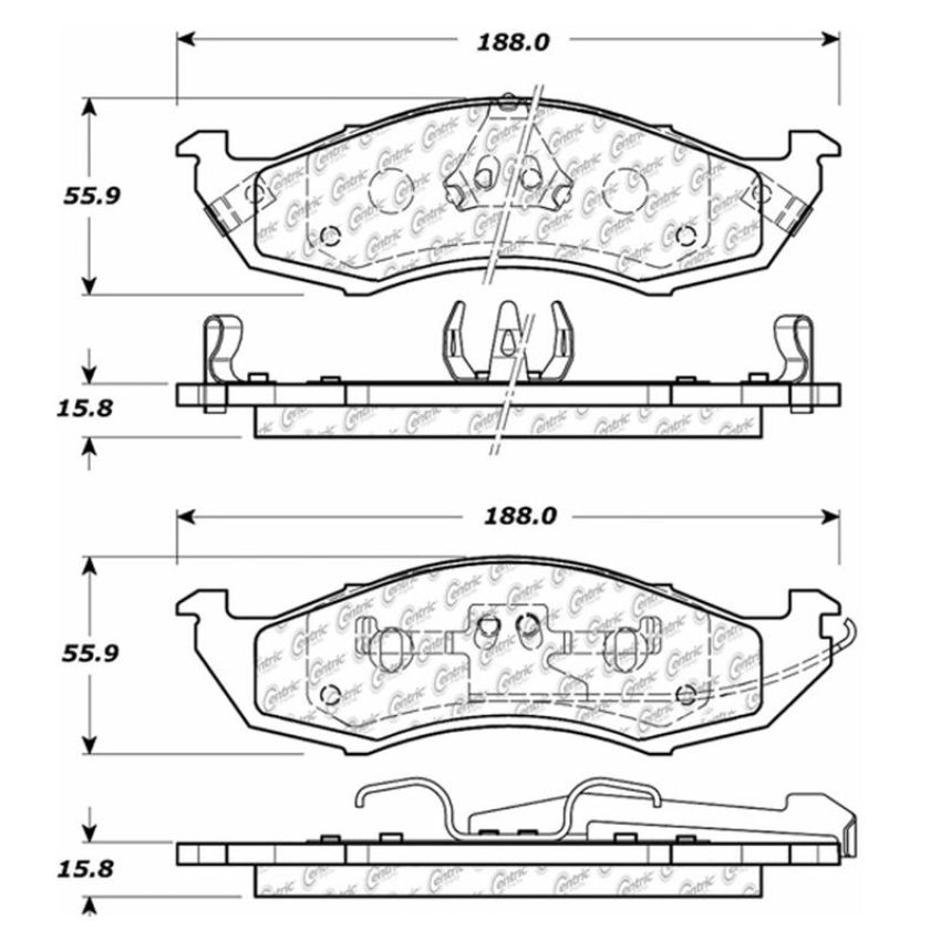 CENTRIC PARTS 102.05760 C-Tek Semi-Metallic Brake Pads with Shims