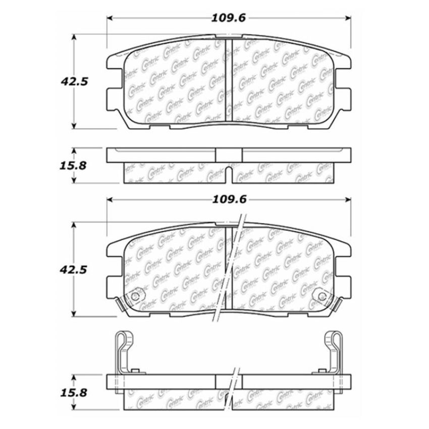 CENTRIC PARTS 102.05800 C-Tek Semi-Metallic Brake Pads with Shims
