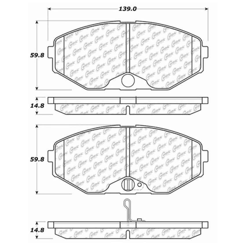 CENTRIC PARTS 102.05870 C-Tek Semi-Metallic Brake Pads with Shims