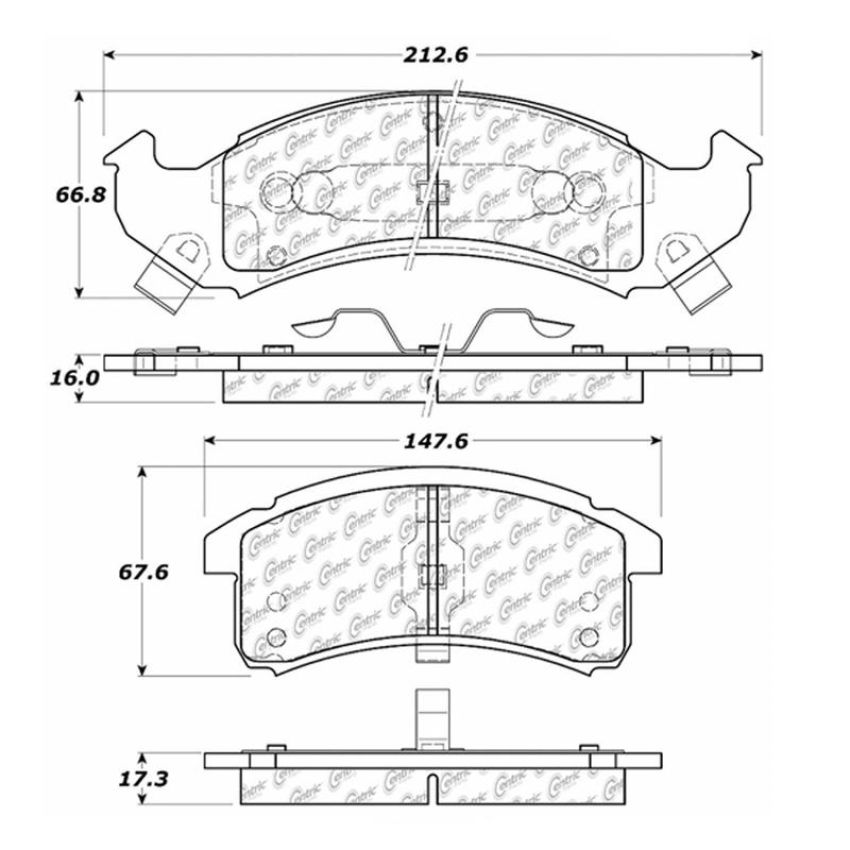 CENTRIC PARTS 102.06230 C-Tek Semi-Metallic Brake Pads with Shims