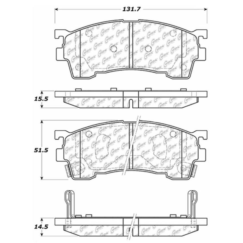 CENTRIC PARTS 102.06370 C-Tek Semi-Metallic Brake Pads with Shims