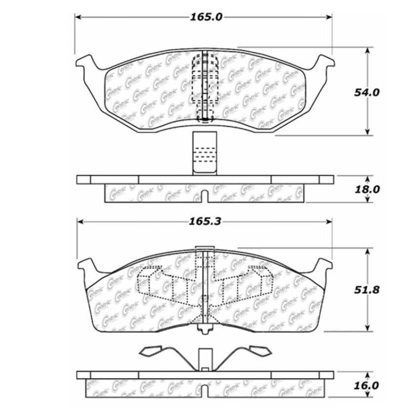 CENTRIC PARTS 102.06420 C-Tek Semi-Metallic Brake Pads with Shims
