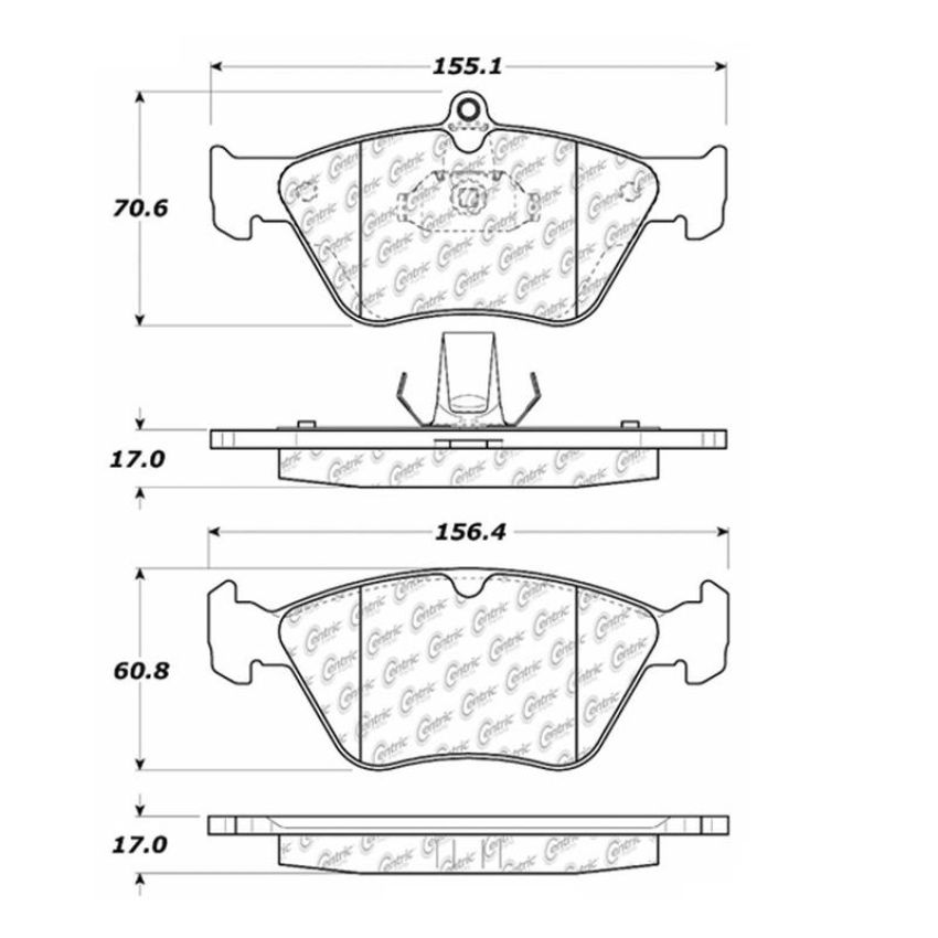 CENTRIC PARTS 102.06440 C-Tek Semi-Metallic Brake Pads with Shims