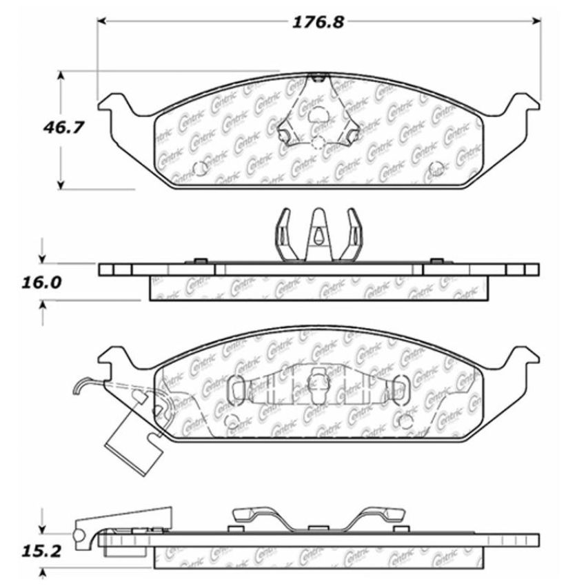 CENTRIC PARTS 102.06500 C-Tek Semi-Metallic Brake Pads with Shims