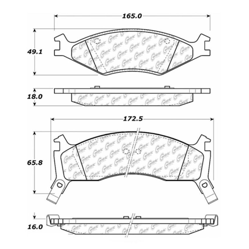 CENTRIC PARTS 102.06700 C-Tek Semi-Metallic Brake Pads with Shims