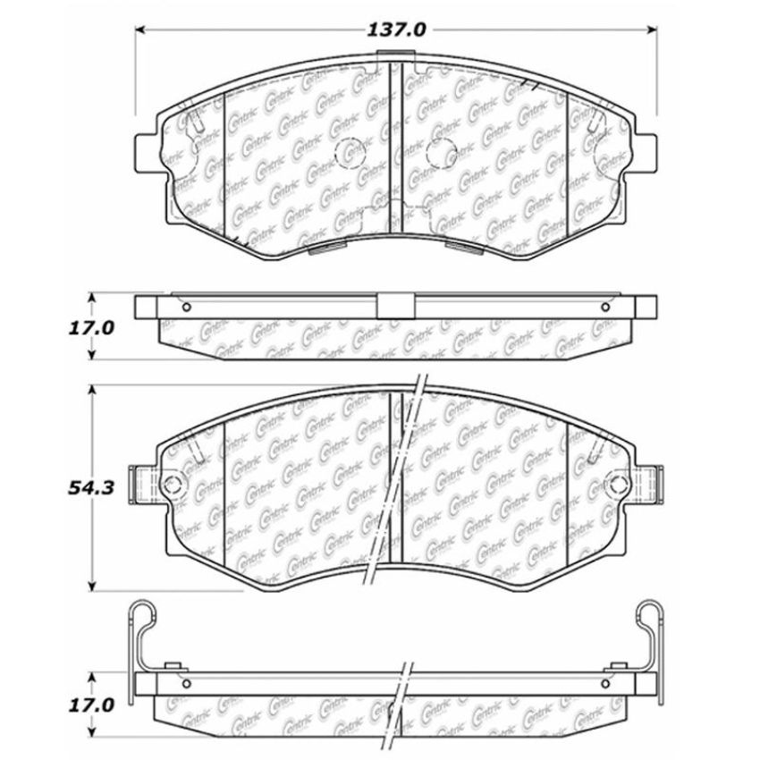CENTRIC PARTS 102.07000 C-Tek Semi-Metallic Brake Pads with Shims