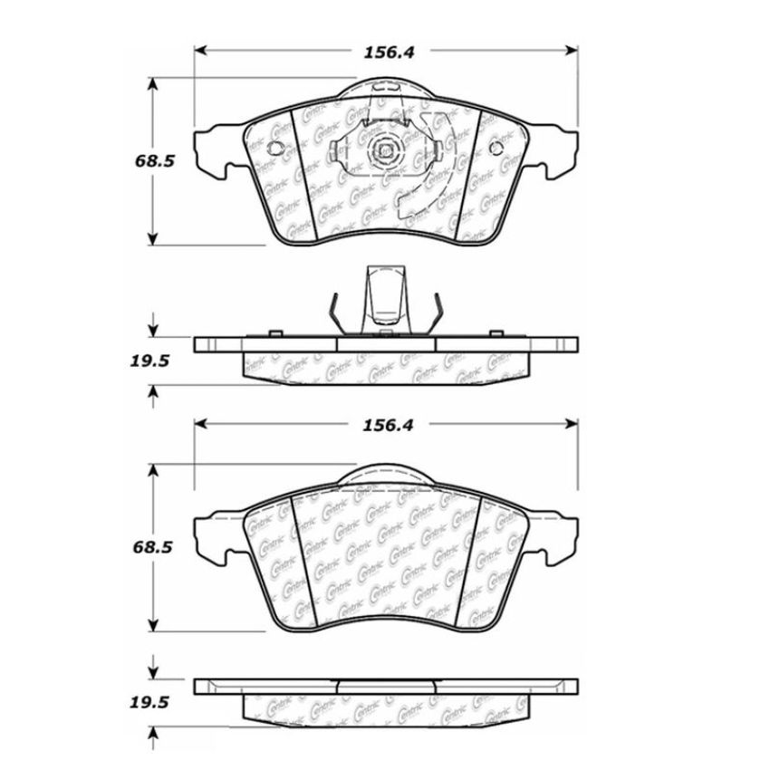 CENTRIC PARTS 102.07050 C-Tek Semi-Metallic Brake Pads with Shims