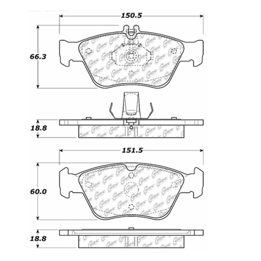 CENTRIC PARTS 102.07100 C-Tek Semi-Metallic Brake Pads with Shims